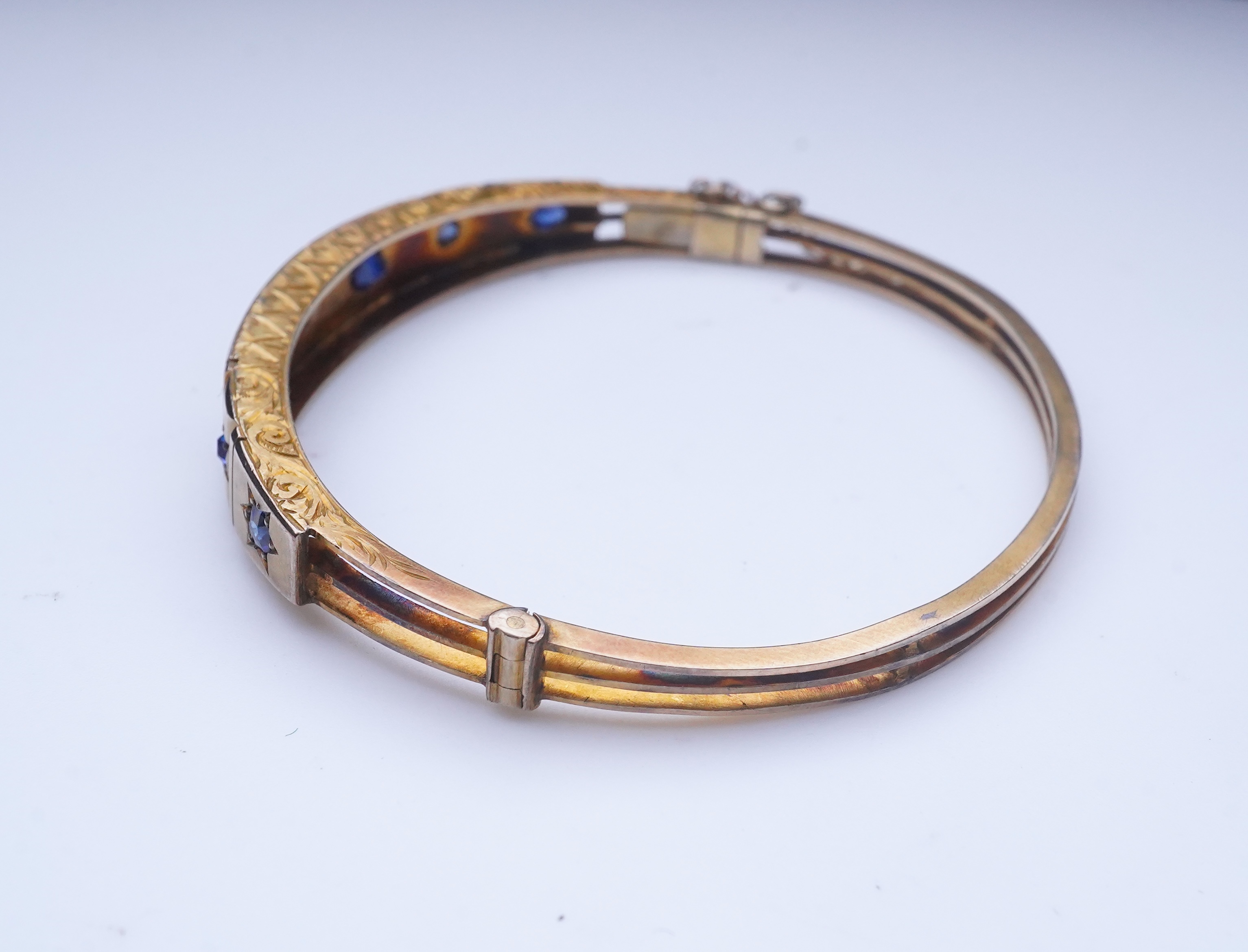 A Victorian sapphire bangle, late 19th century